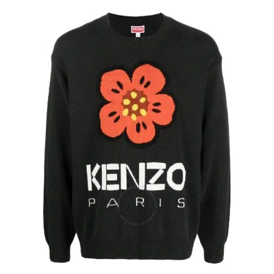 Kenzo Knitted Logo Long Sleeve Sweater In Black