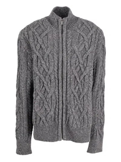 Pre-owned Kenzo Knitted Zip Cardigan In Gray