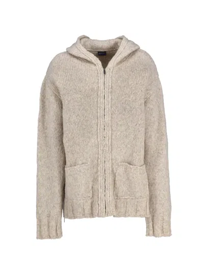 Pre-owned Kenzo Knitted Zip-up Hoodie In Neutral