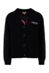 Kenzo Boke Flower Logo-embroidered Button Cardigan In Black