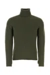 Kenzo High Turtleneck Embroidered Jumper In Green