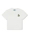 Kenzo Ivory T-shirt For Kids With Kotora In Neutrals