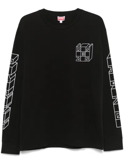 Kenzo Black  Paris Kube Classic Long Sleeve T-shirt
