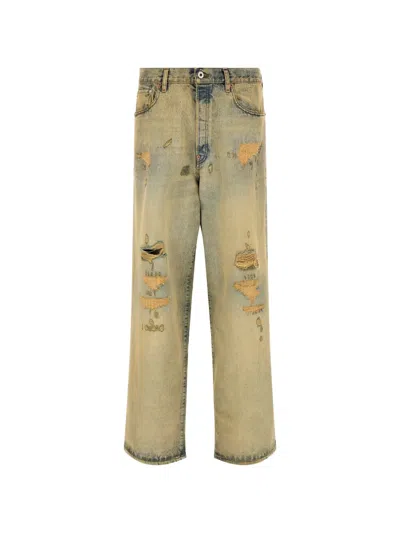 Kenzo Kuroki Denim Jeans Trousers Back Pockets In Multi