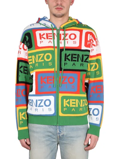 Kenzo Label Knit Sweatshirt In White