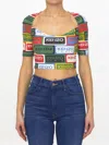 Kenzo Logo Print Cropped Top In Green