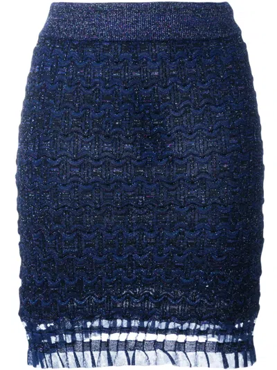 Kenzo Lace Hem Skirt In Blue
