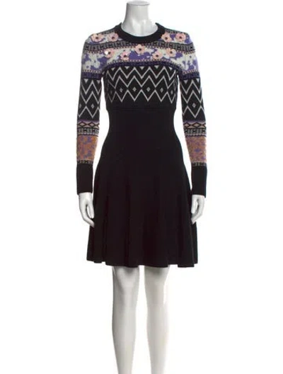 Pre-owned Kenzo Lace Pattern Mini Dress In Black
