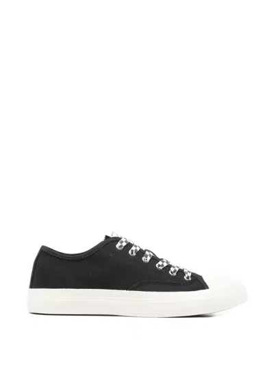 Kenzo Lace-up Cotton Sneakers In Black