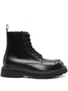 Kenzo Lace-up Leather Boots In Black
