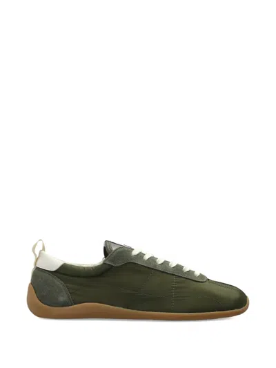 Kenzo Low Top Nylon Silk Sneakers Rubber Sole In Green