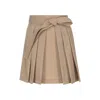 Kenzo Ladies Dark Beige Wool Pleated Virgin-wool Miniskirt In Beige
