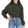 KENZO KENZO LADIES DARK KHAKI ASYMMETRIC HEM KNIT JUMPER