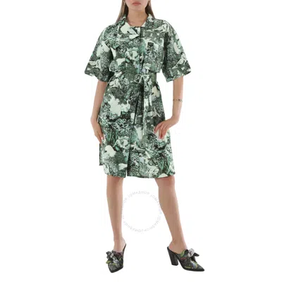 Kenzo Ladies Dark Khaki Dreamers Printed Shirt Dress In Green