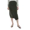 KENZO KENZO LADIES DARK KHAKI MERINO WOOL WRAP SKIRT