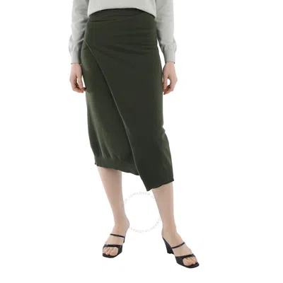 Kenzo Ladies Dark Khaki Merino Wool Wrap Skirt In Black