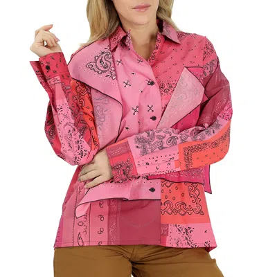 Kenzo Ladies Deep Fuschia Bandana Loose Cotton Shirt In Pink
