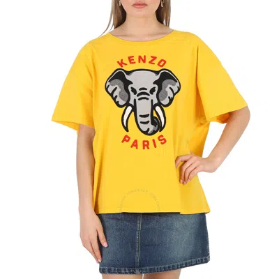 Kenzo Elephant-embroidered T-shirt In Yellow