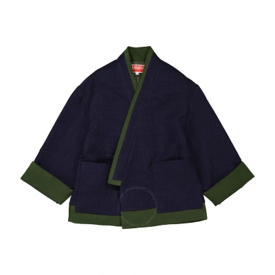 Kenzo Ladies Midnight Blue Wool Kimono Coat