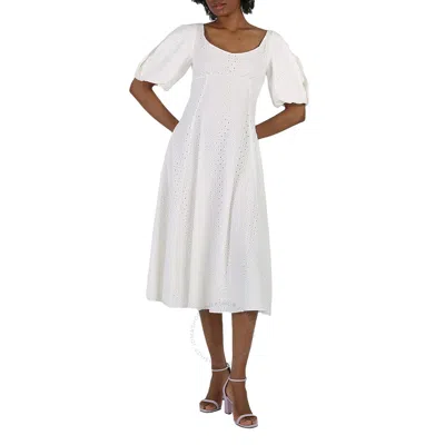 Kenzo Ladies Off White Broderie Anglais Embroidered Midi Dress