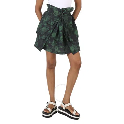 Kenzo Ladies Pine Floral-print A-line Skirt In Green