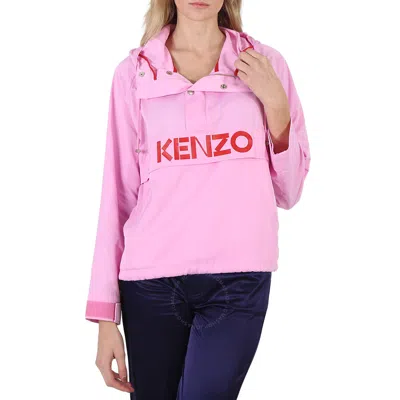 Kenzo Ladies Rose Logo-print Hooded Jacket In Pink