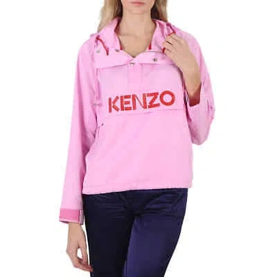 Pre-owned Kenzo Ladies Rose Logo-print Hooded Jacket In Pink