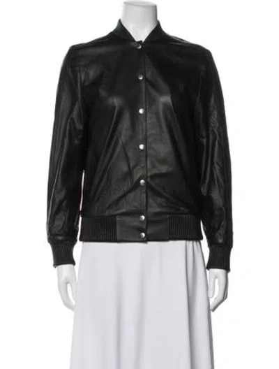 Pre-owned Kenzo Lamb Leather Bomber Jacket In Black