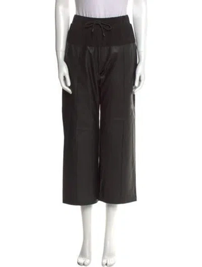 Pre-owned Kenzo Lamb Leather Wide Leg Pants In Black