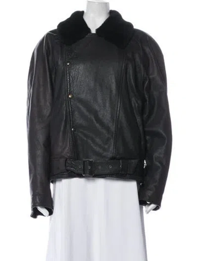 Pre-owned Kenzo Lambskin Biker Jacket In Gray