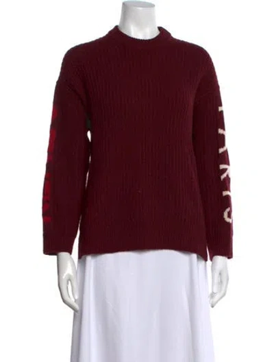 Pre-owned Kenzo Lambswool Graphic Print Sweater In Red