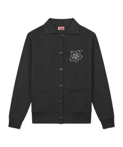 Kenzo Lapel Knitted Cardigan In Black