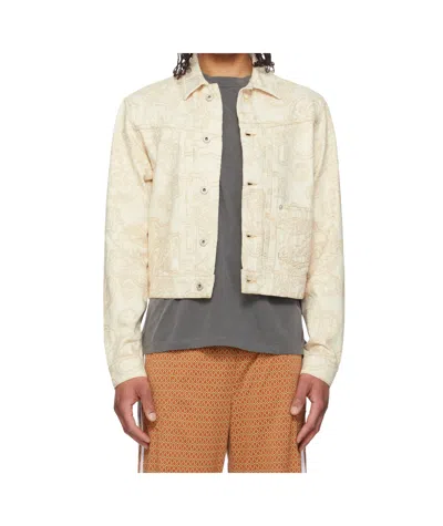 Kenzo Lapel Long Sleeve Casual Jacket In Rinse White Denim