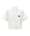 Kenzo Poplin Shirt With Cropped Length And Short Sleeves In White