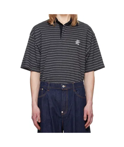 Kenzo Lapel Short Sleeve Polo Shirt In Black