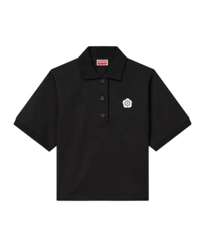 Kenzo Lapel Short-sleeved Polo Shirt In Black
