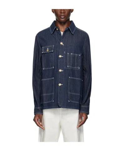 Kenzo Lapel Work Denim Coat In Black
