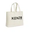 Kenzo Large ` Utility` Canvas Tote Bag In White