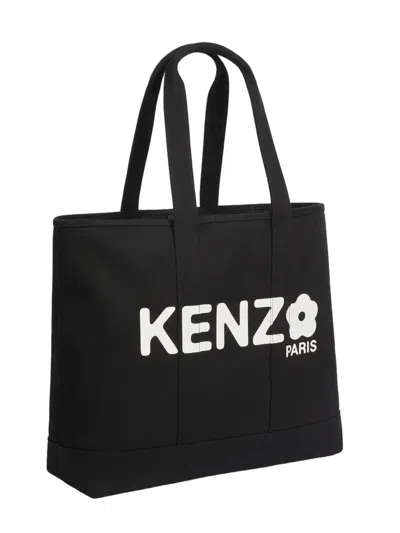 Kenzo Large ` Utility` Canvas Tote Bag In Black