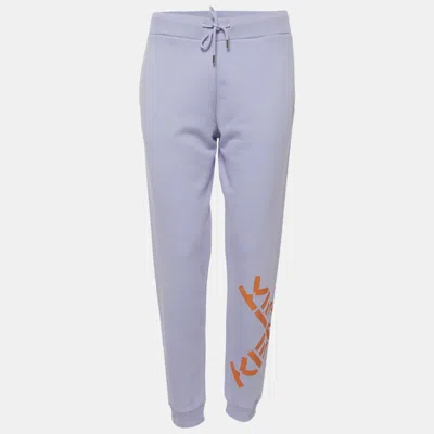 Pre-owned Kenzo Lavender Logo Print Cotton Joggers S In Purple