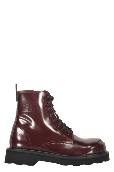 Kenzo Leather Ankle Boots In Red