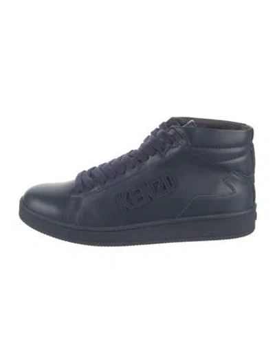 Pre-owned Kenzo Leather Athletic Sneakers In Blue