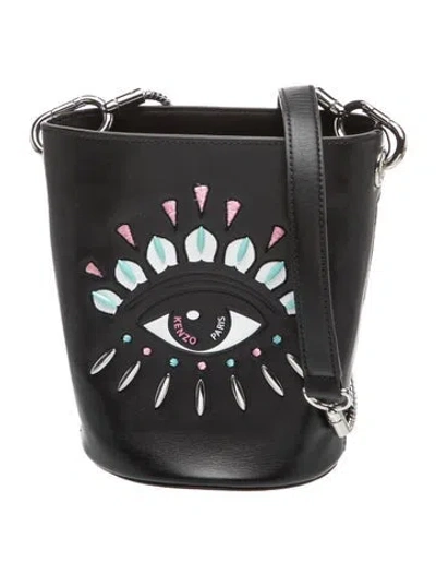 Pre-owned Kenzo Leather Bucket Bag In Black