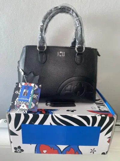 Pre-owned Kenzo Leather Classic Tote Bag With Crossbody Strap - Black In Beige