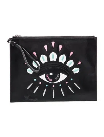 Pre-owned Kenzo Leather Clutch In Black