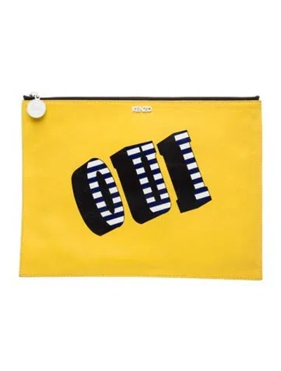 Pre-owned Kenzo Leather Clutch In Yellow
