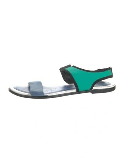 Pre-owned Kenzo Leather Colorblock Pattern Sandals In Blue