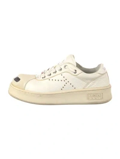 Pre-owned Kenzo Leather Colorblock Pattern Sneakers In Neutral