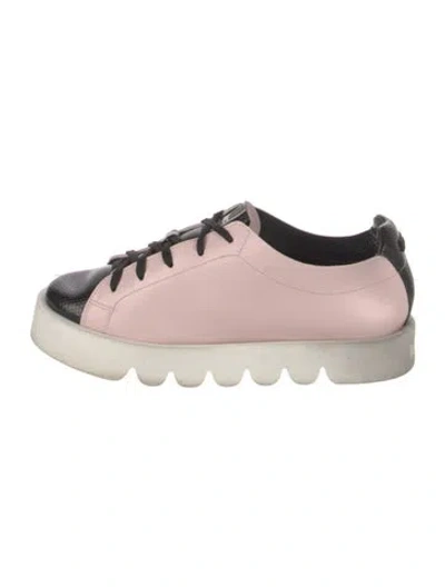 Pre-owned Kenzo Leather Colorblock Pattern Sneakers In Pink