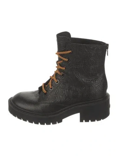 Pre-owned Kenzo Leather Combat Boots In Black